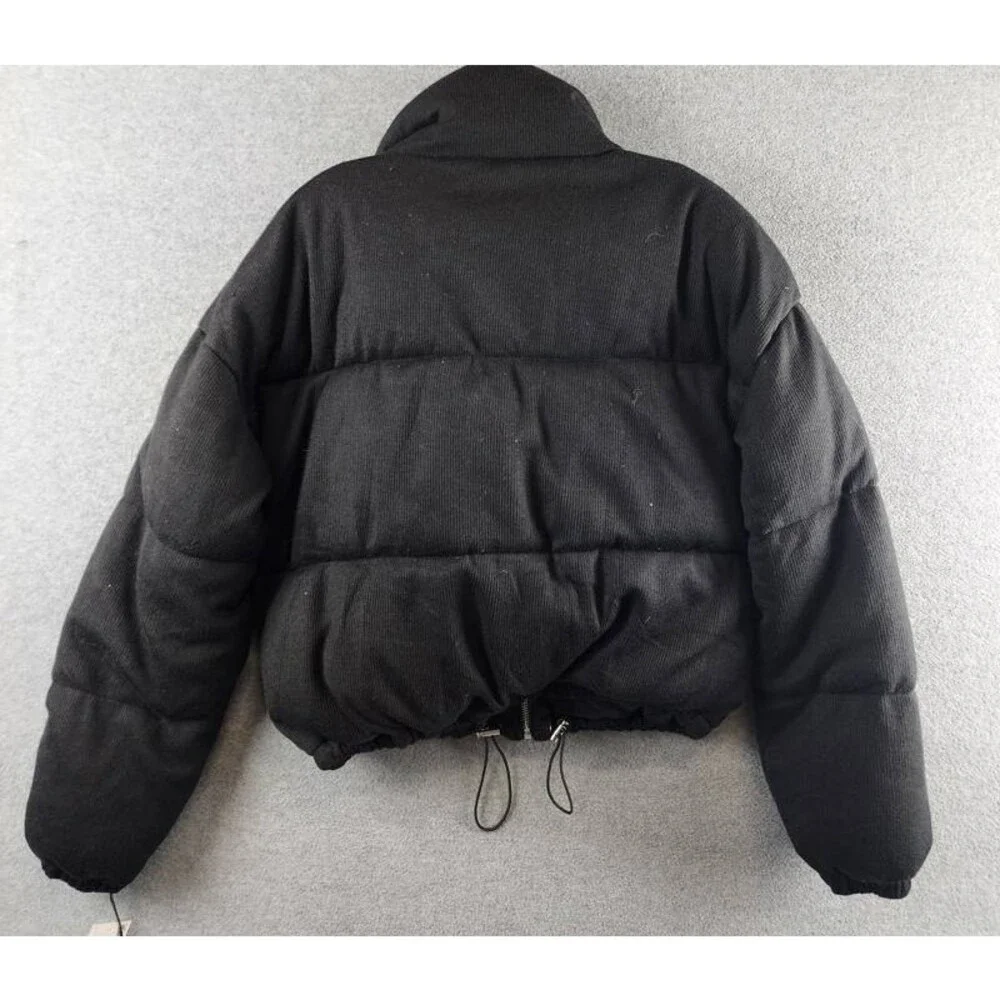 BAGATELLE.NYC Cropped Quilted Puffer Jacket Women's S Black Long Sleeve Full Zip